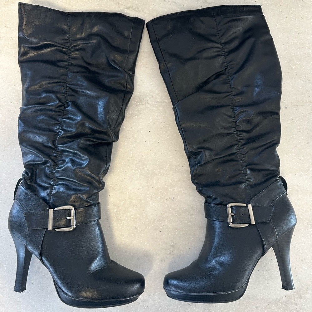 SO scrunched knee high boots size 6.5